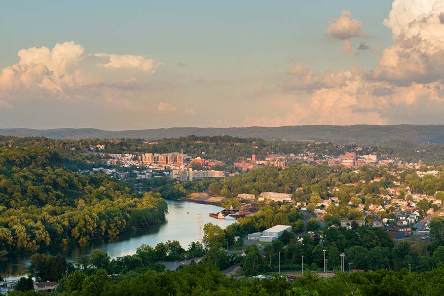 Aerial View Of City Of Parkersburg West Virginia